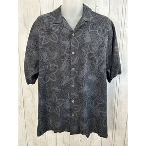 Men's Tommy Bahama Silk Shirt Black And Gray Size M